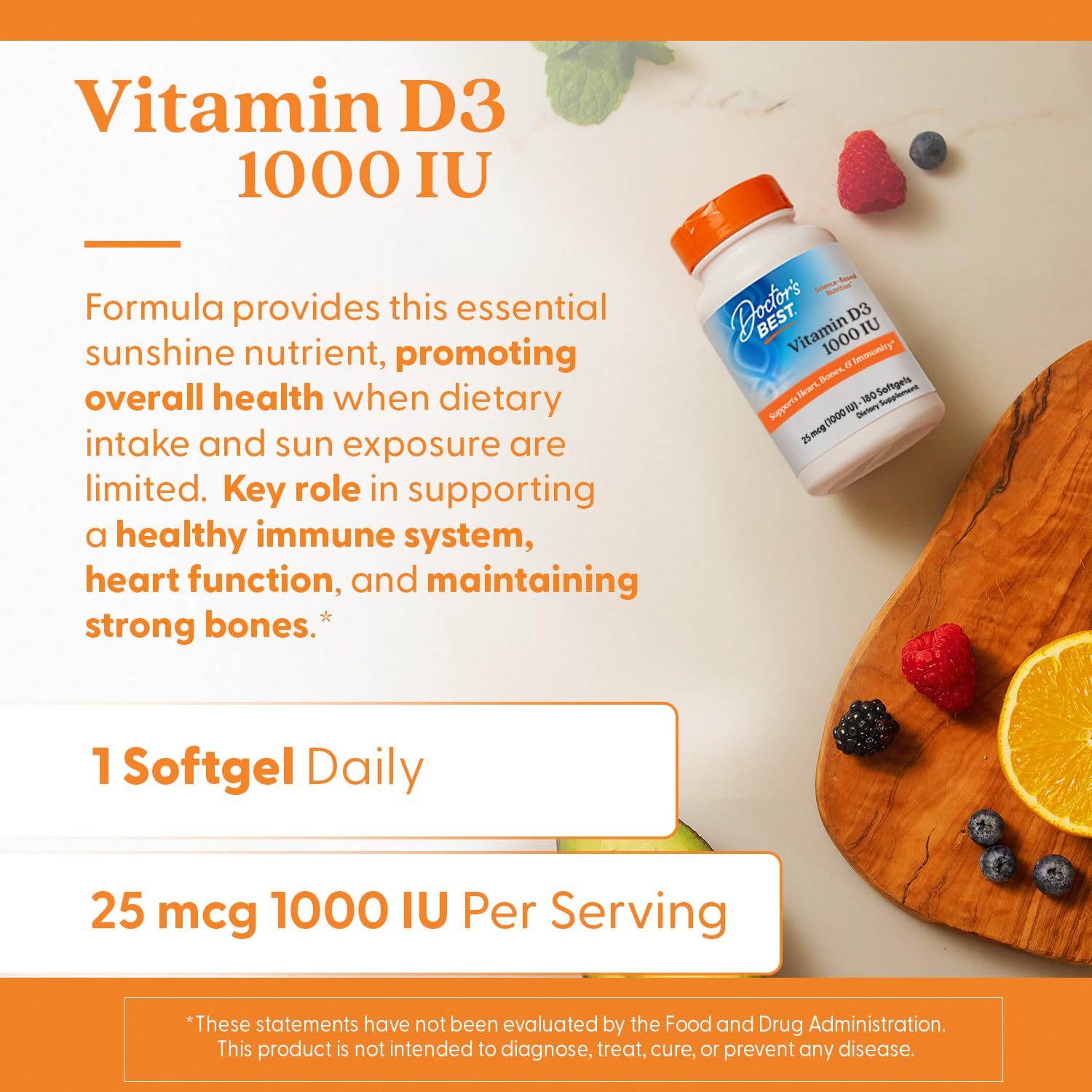 Graphic illustrating Vitamin D3 supports bone health and immune function