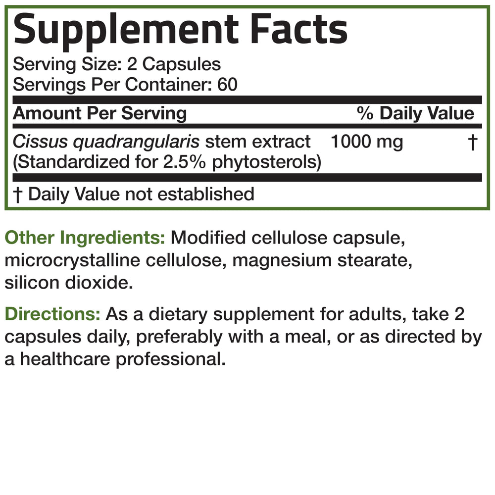 Graphic illustrating bone health and joint support from Cissus Quadrangularis