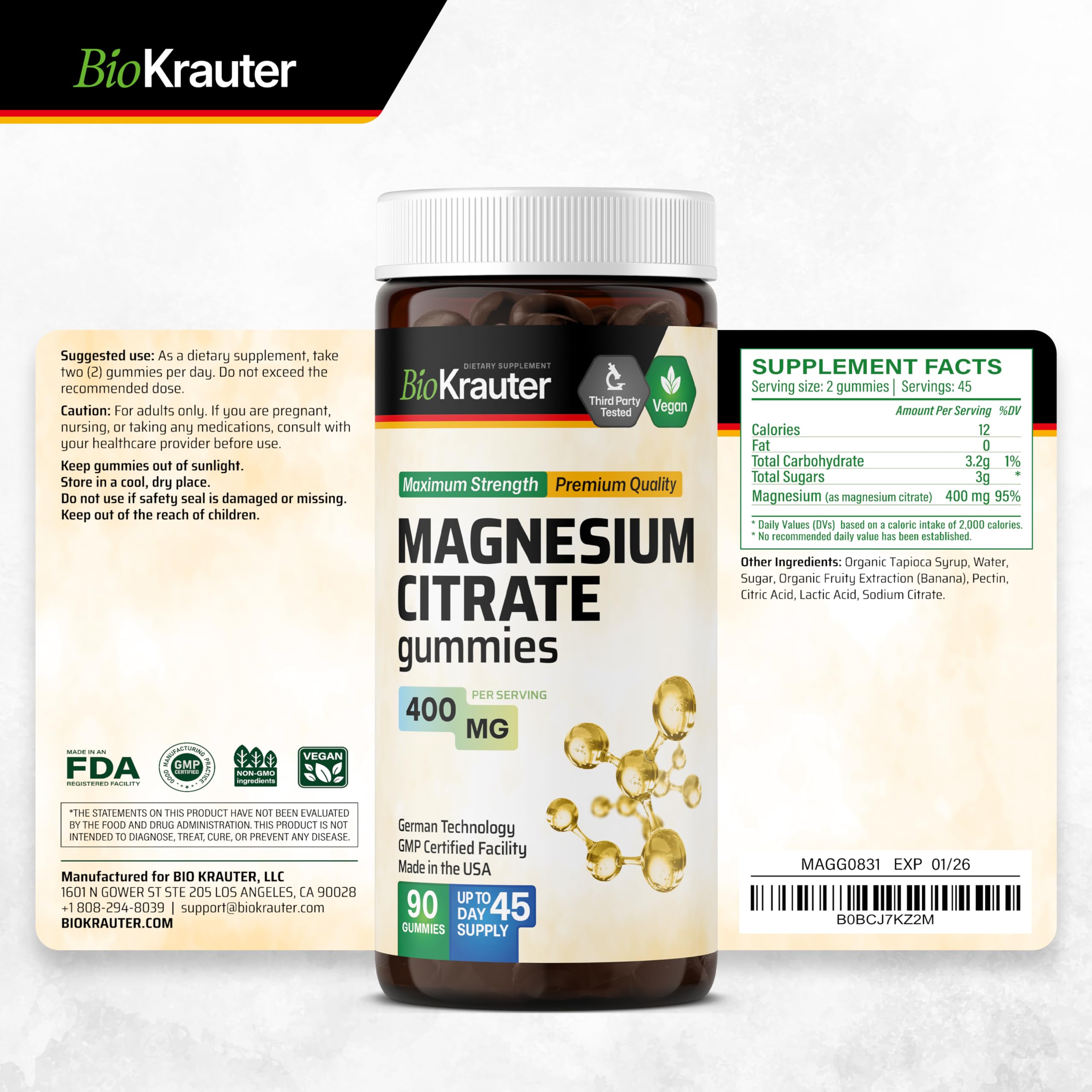 Magnesium citrate gummies for bone health