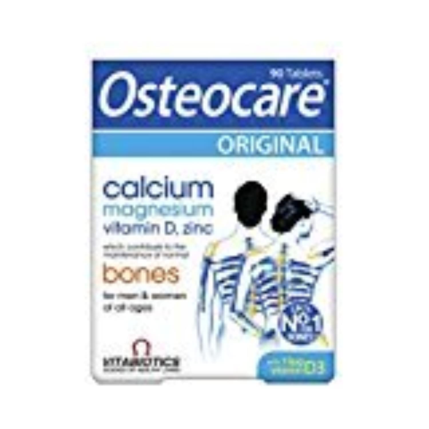 Close-up of bone health support ingredients calcium, magnesium and zinc in Osteocare