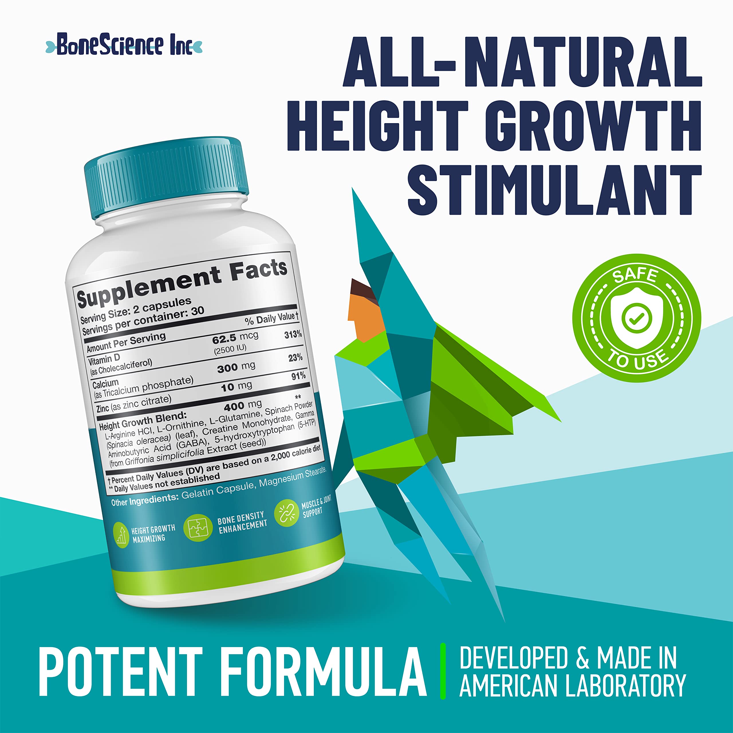 Close-up of height growth pills capsules
