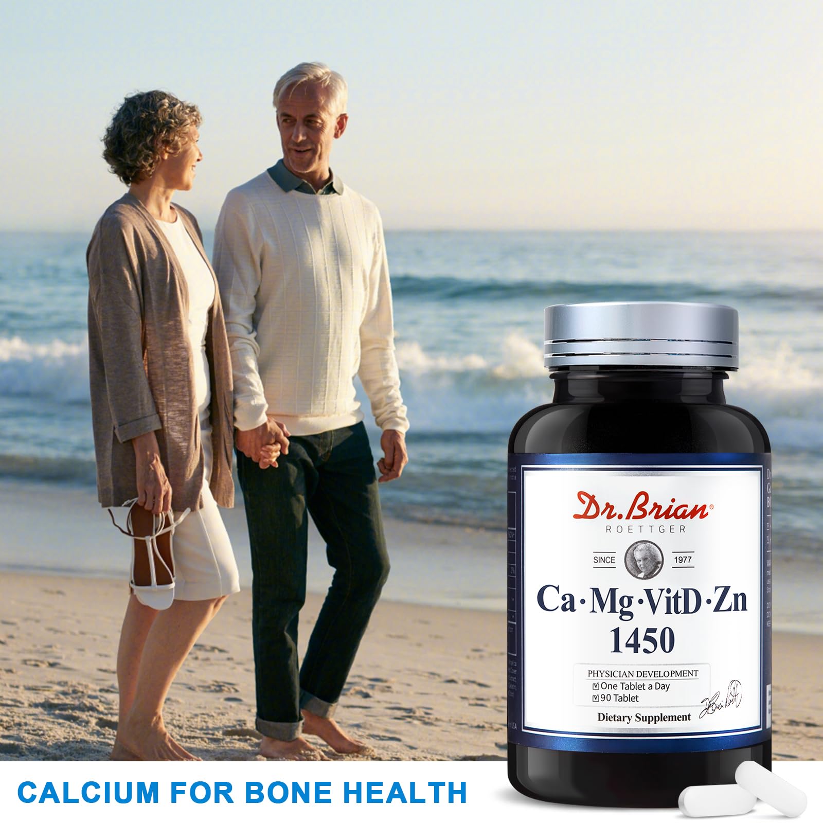 Graphic illustrating bone and teeth health supported by calcium supplement