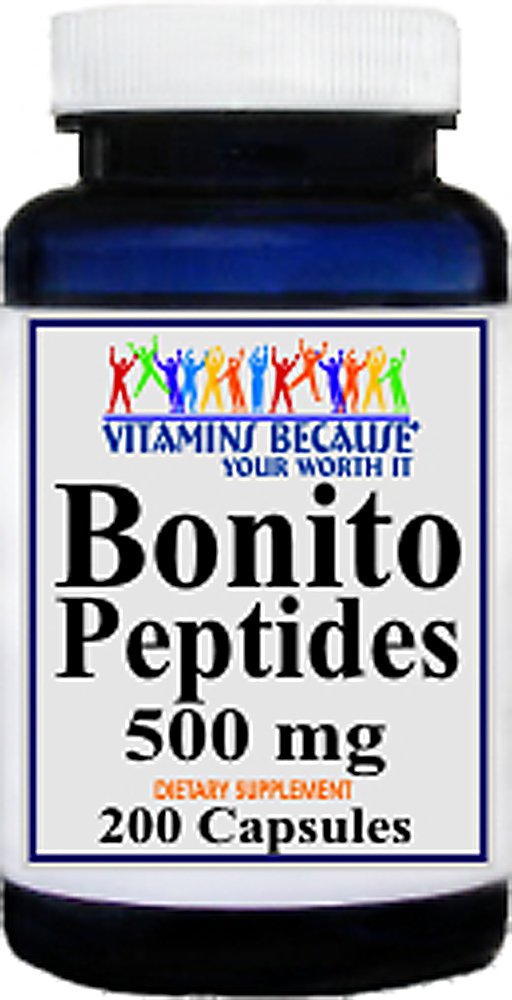 Bottle of Bonito Peptides - 200 capsules, 500mg per capsule