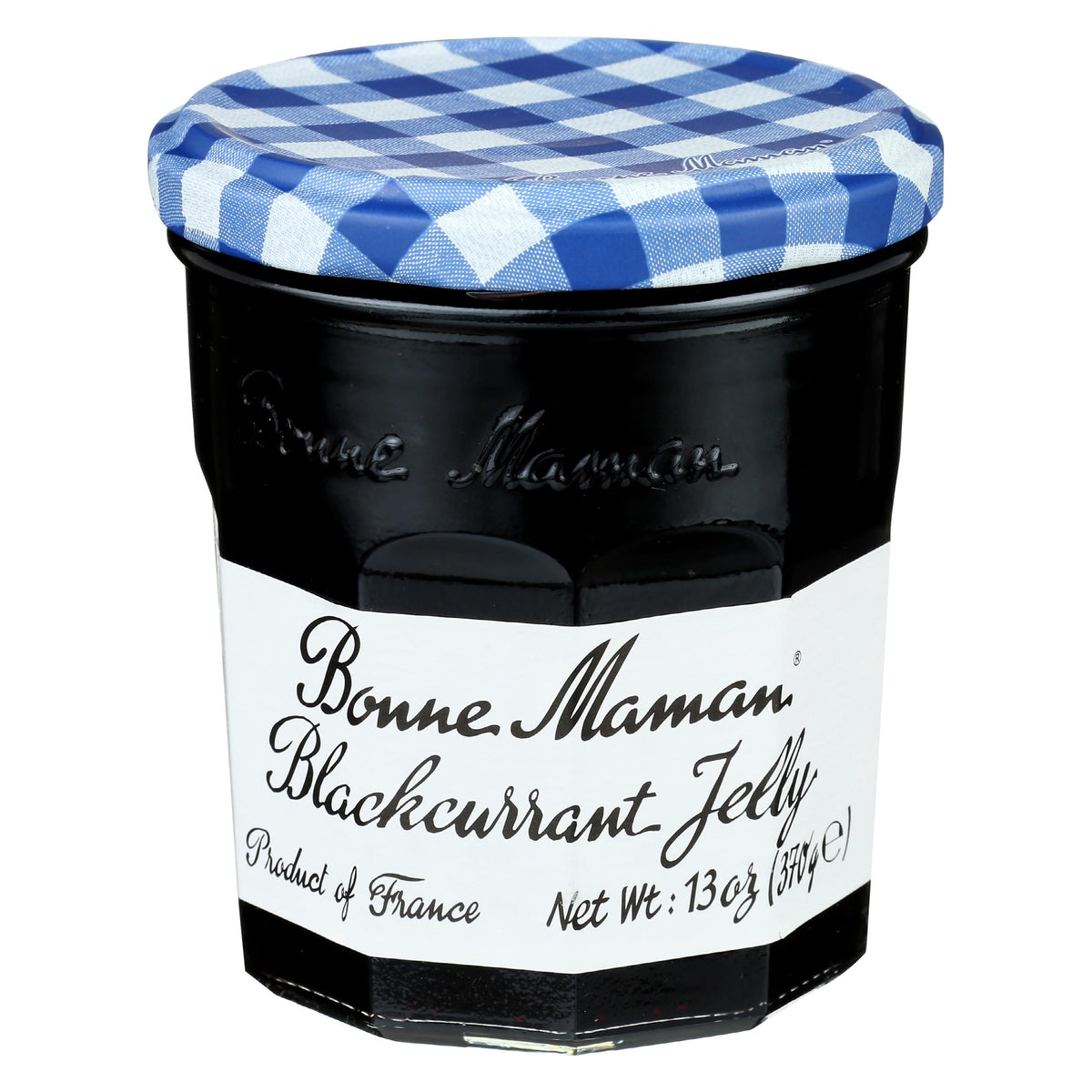 Front view of Bonne Maman Black Currant Jelly 13oz jar