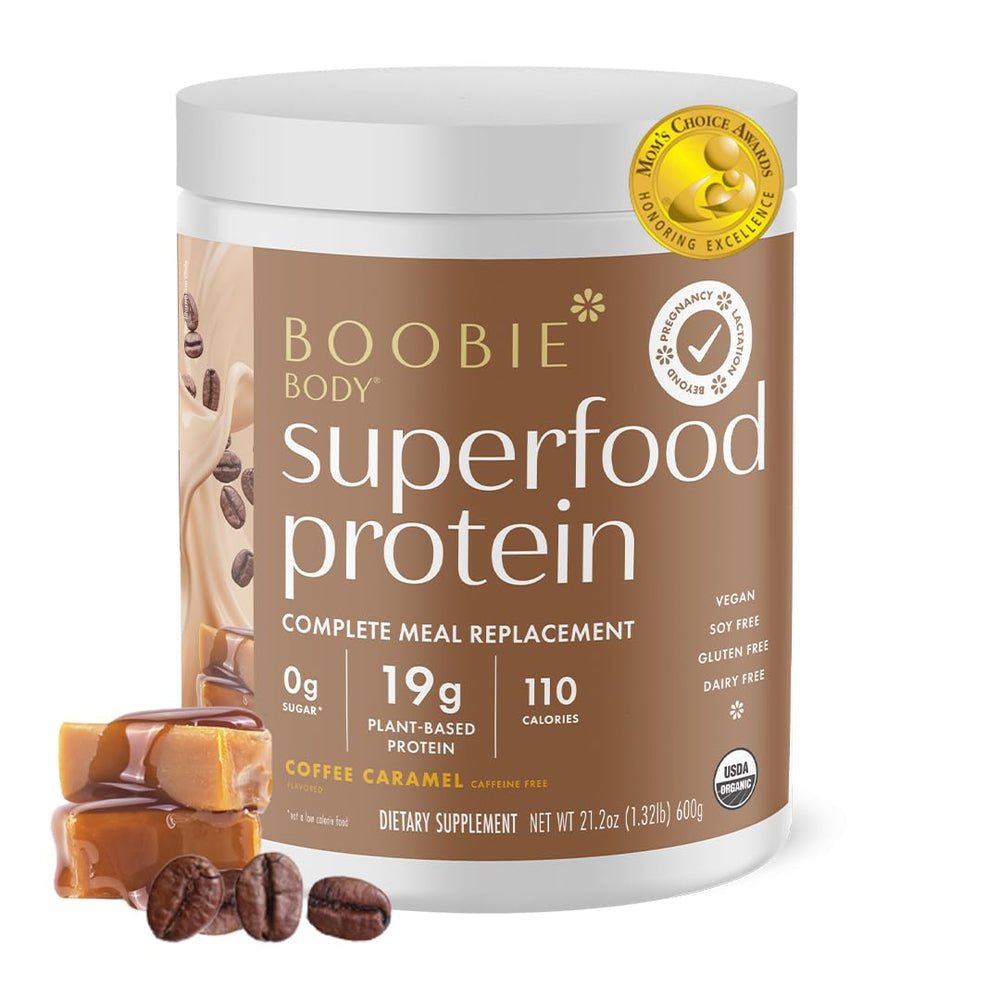 Boobie Body Coffee Caramel protein shake canister front view