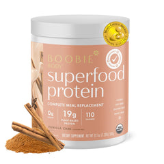 Boobie Body Vanilla Chai protein shake tub front