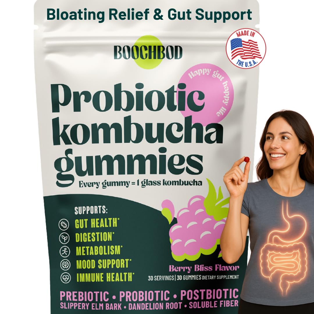 BoochBod packaging featuring Probiotic Kombucha Gummies