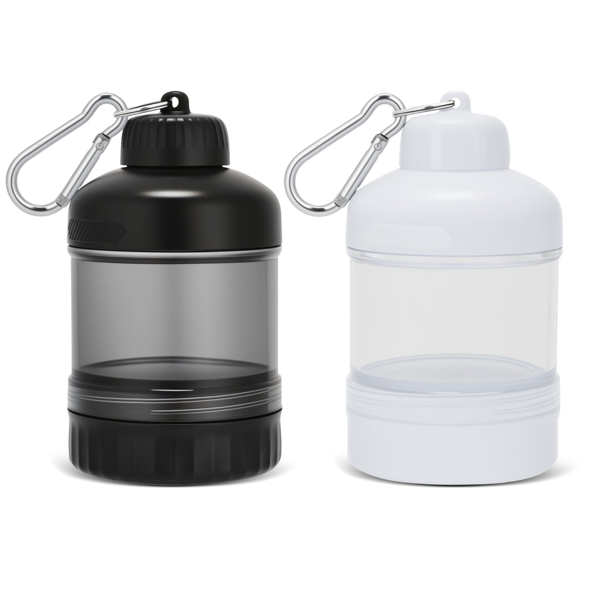 BooMetCheer 2-pack protein container with clear body for easy shake tracking.