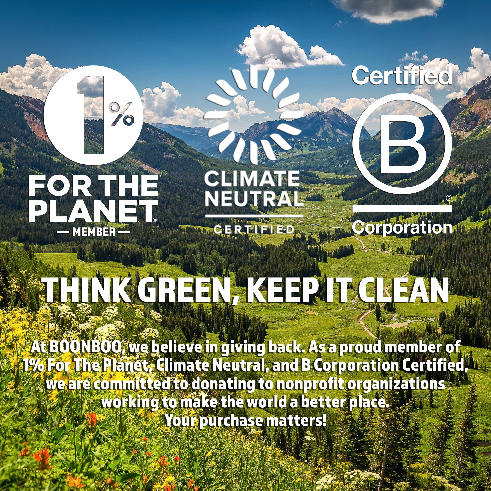 BOONBOO floss badge showing B Corp and Climate Neutral certifications
