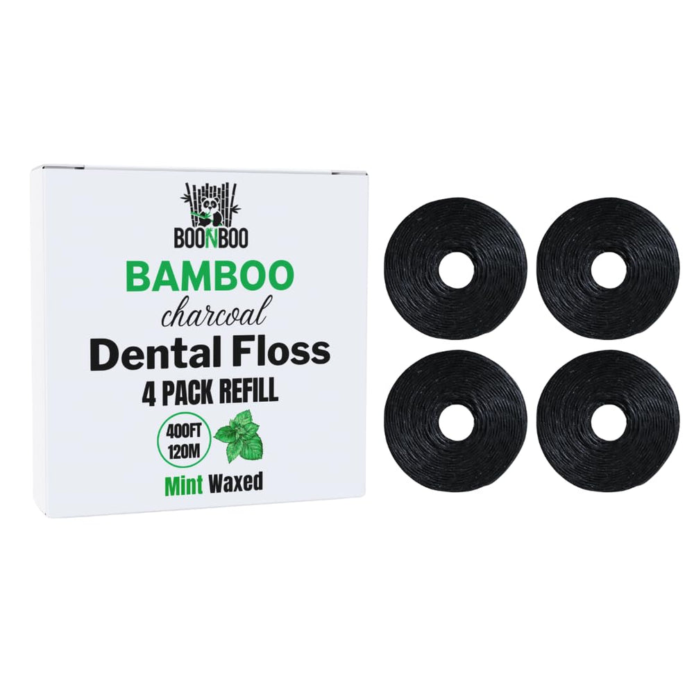 BOONBOO dental floss refill roll Charcoal woven thread Mint flavor – image 1