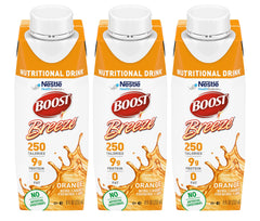 Boost Breeze orange bottle front showing vibrant flavor and protein boost.