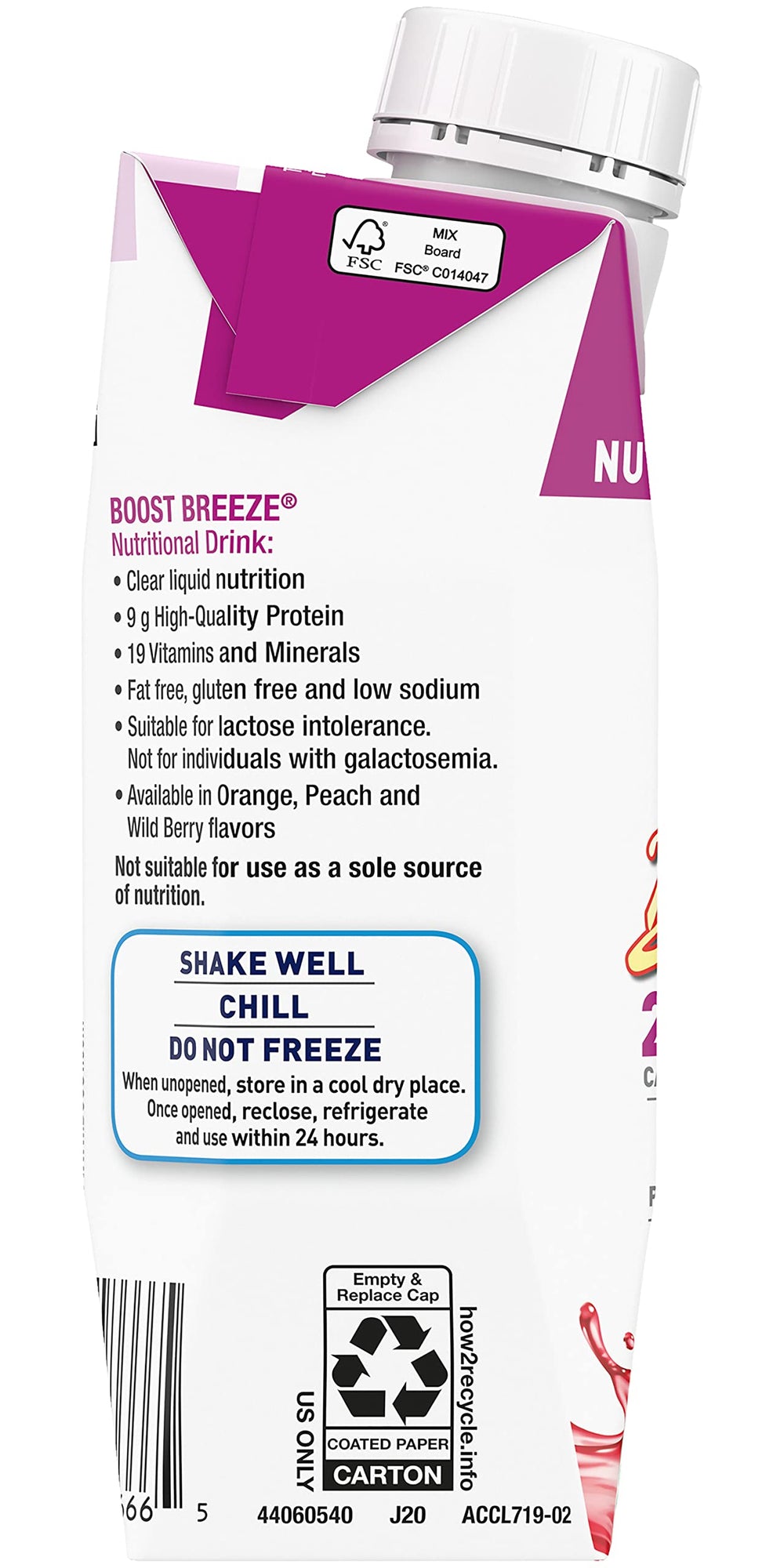 BOOST Breeze Wildberry 12 pack box for family or pantry