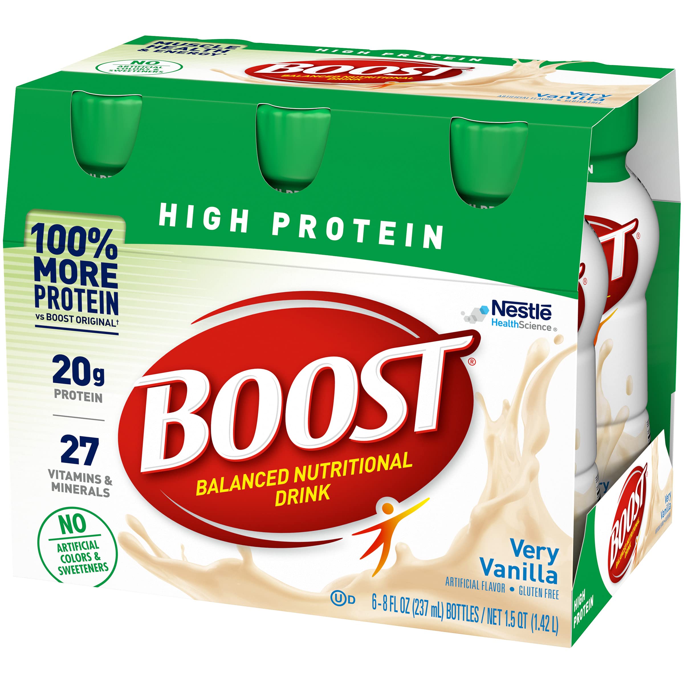 Nutrition facts panel for Boost High Protein Nutritional Drink Vanilla
