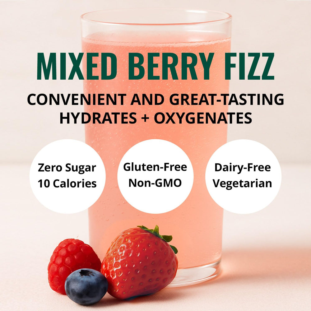 Boost Oxygen packet closeup on ingredients communicates vitamin and mineral content.