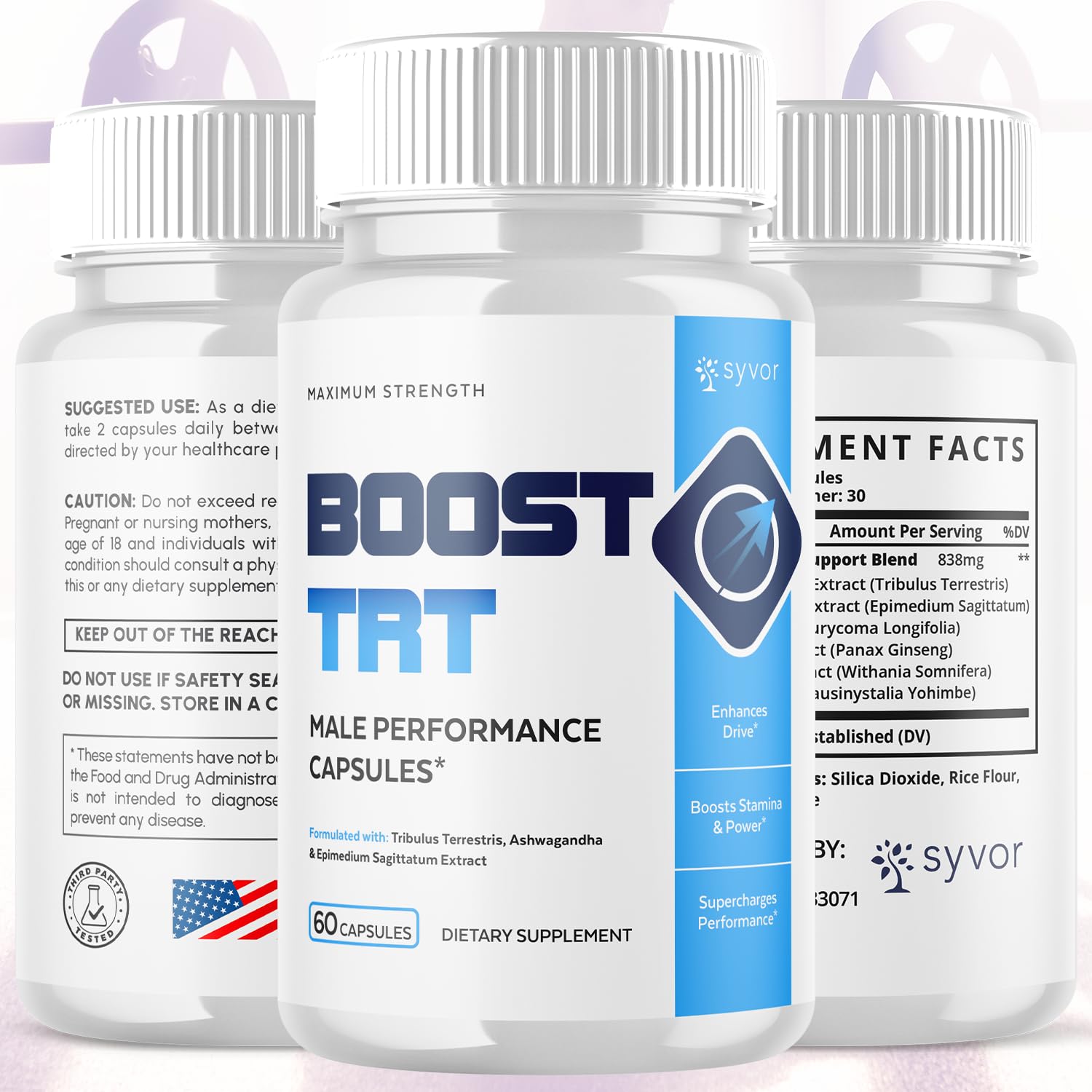 Boost TRT Capsules two-pack bottles on white background