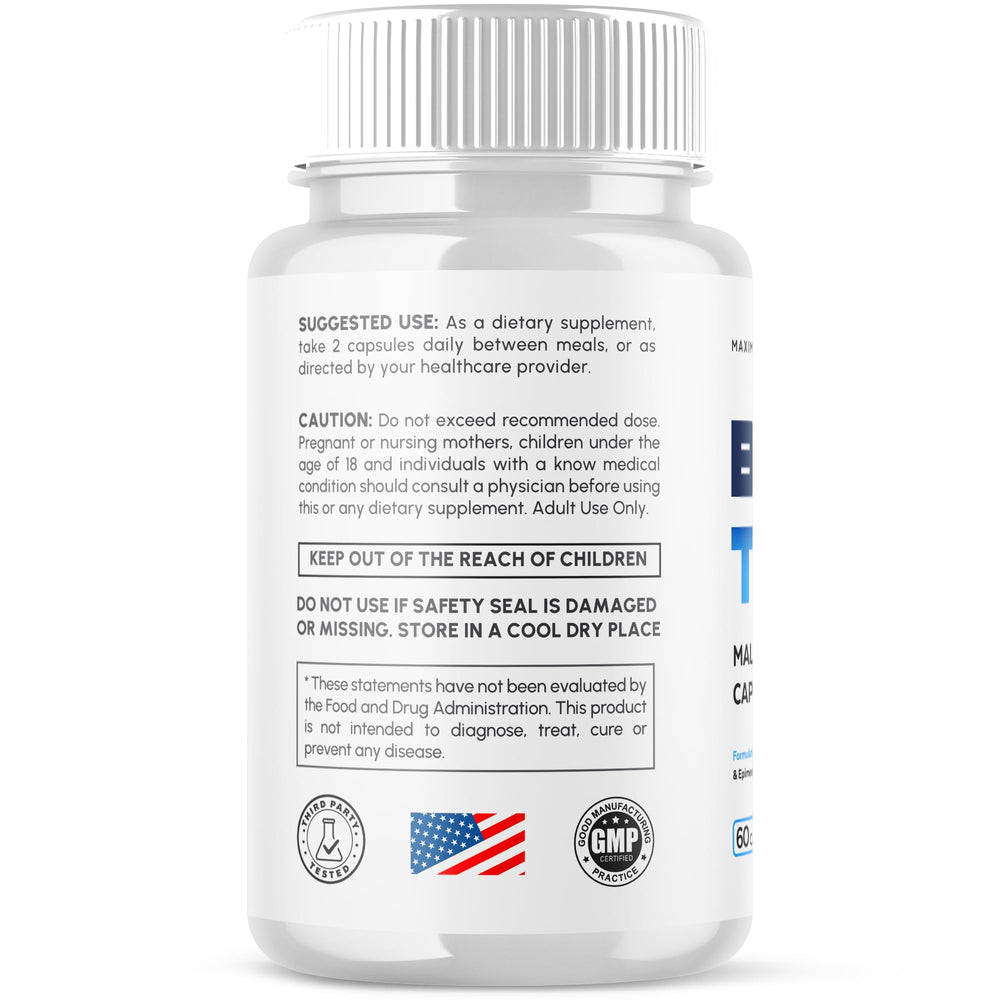 Boost TRT Capsules label close-up with certifications