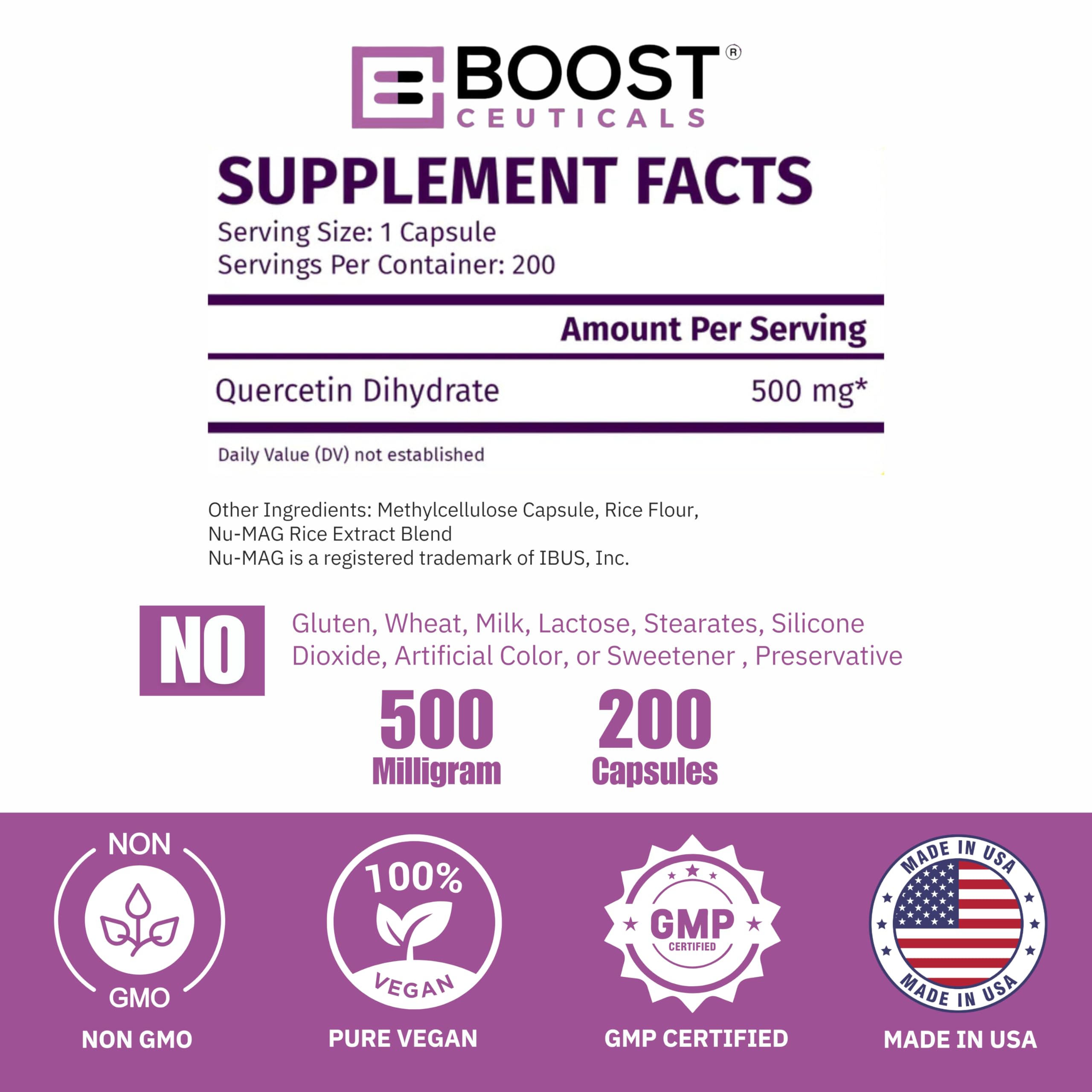 Product box packaging for BoostCeuticals Quercetin vegan capsules