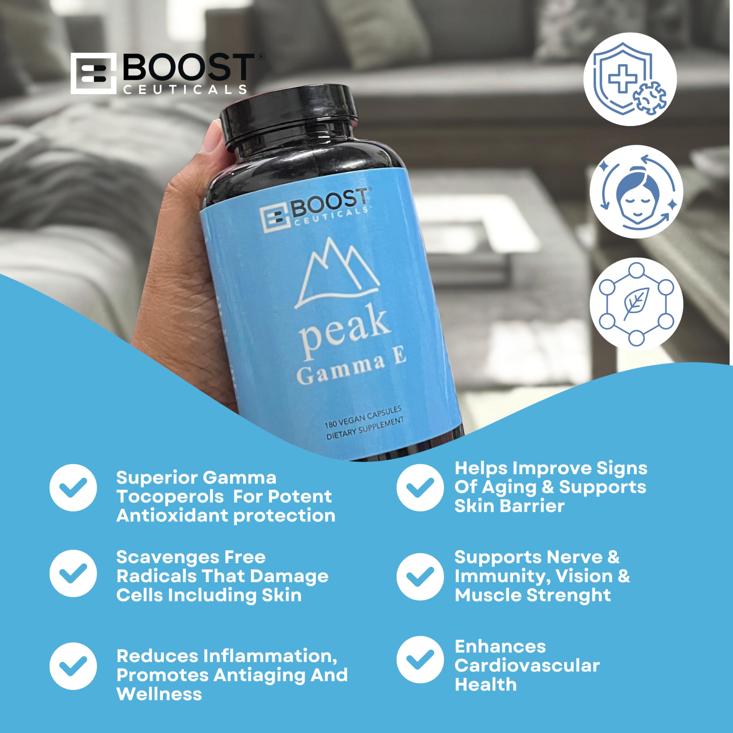 Vitamin E Gamma Tocopherol 90mg per capsule label