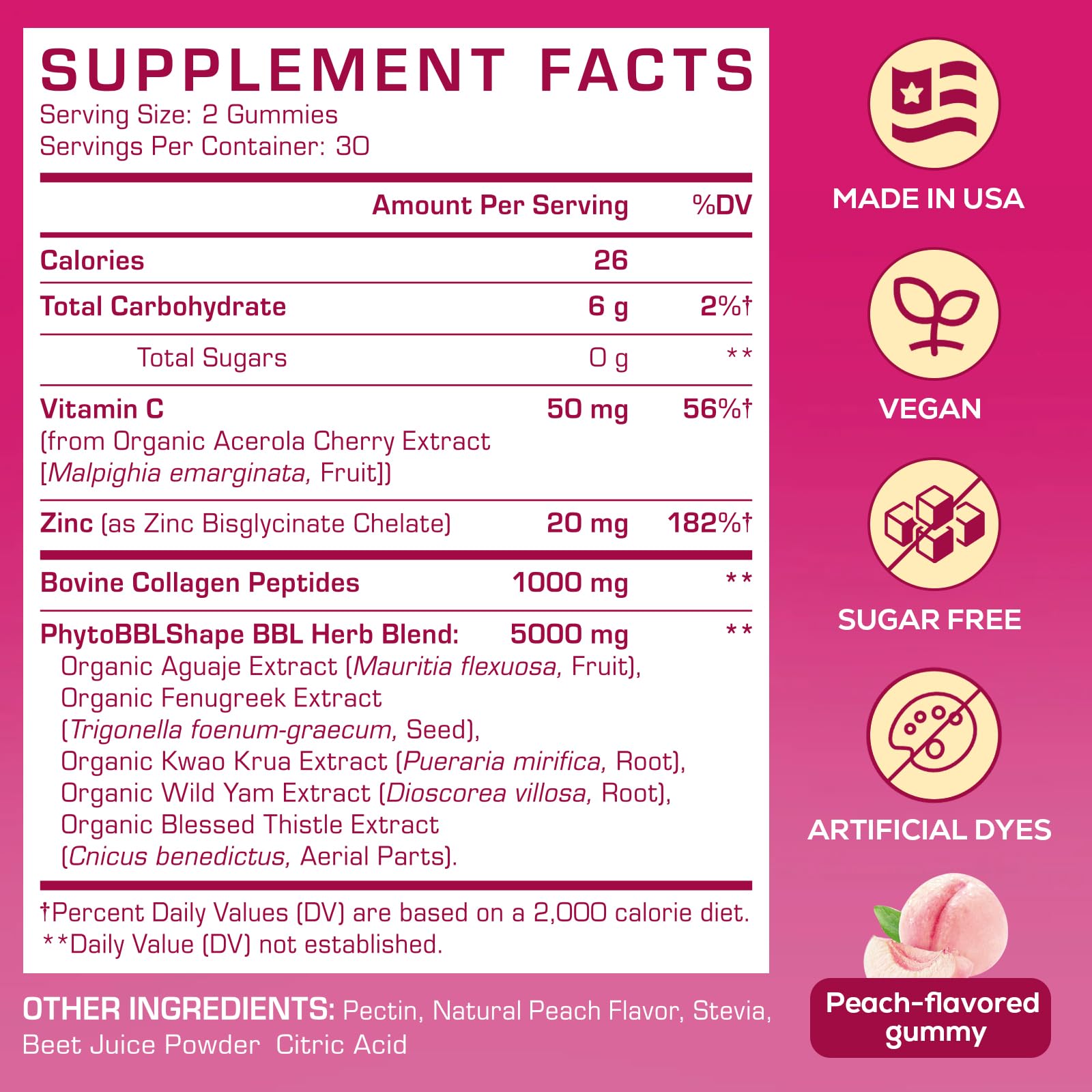 Close-up of peach-flavored gummies