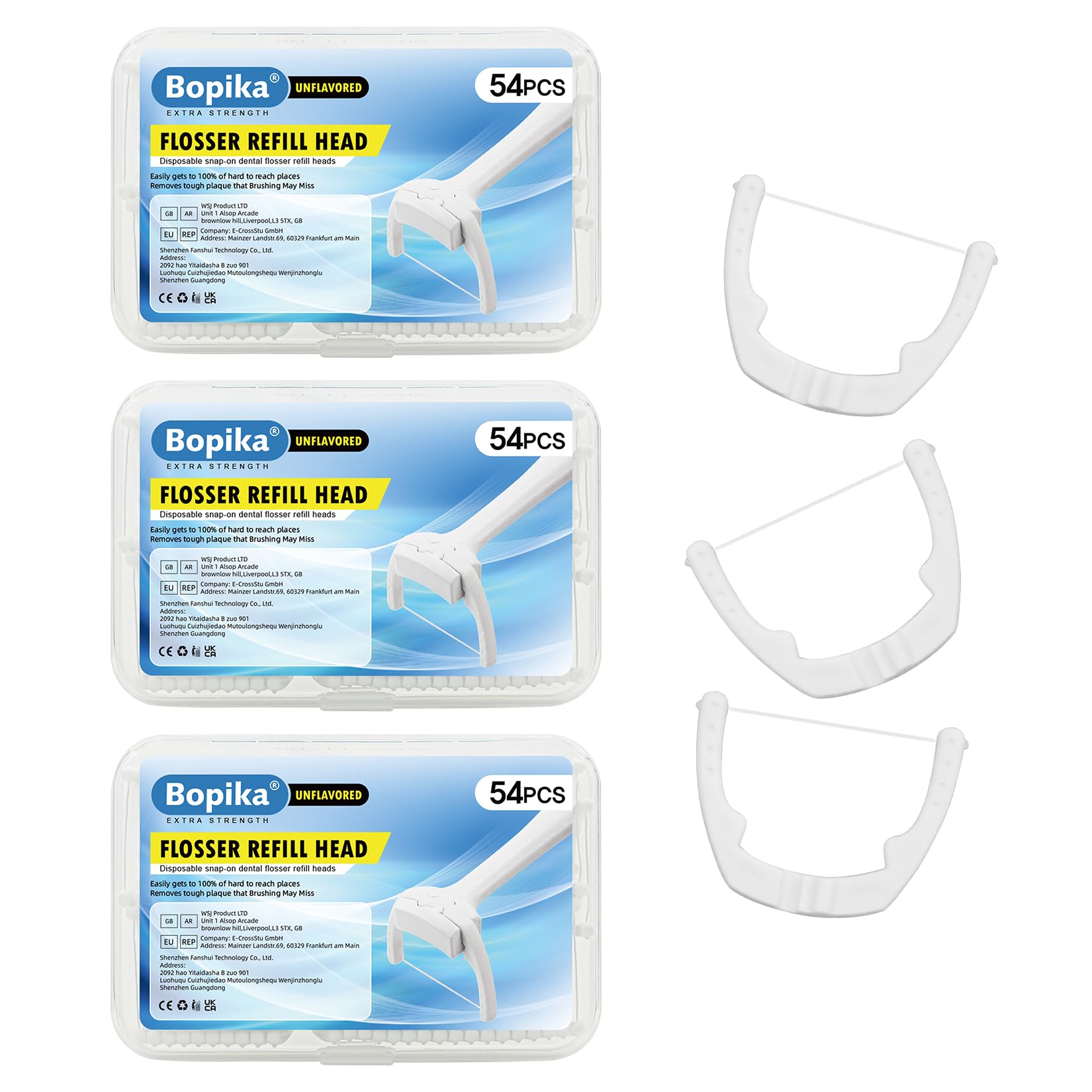 Bopika Flosser Refill Head Ultraclean Access 3-Pack Box