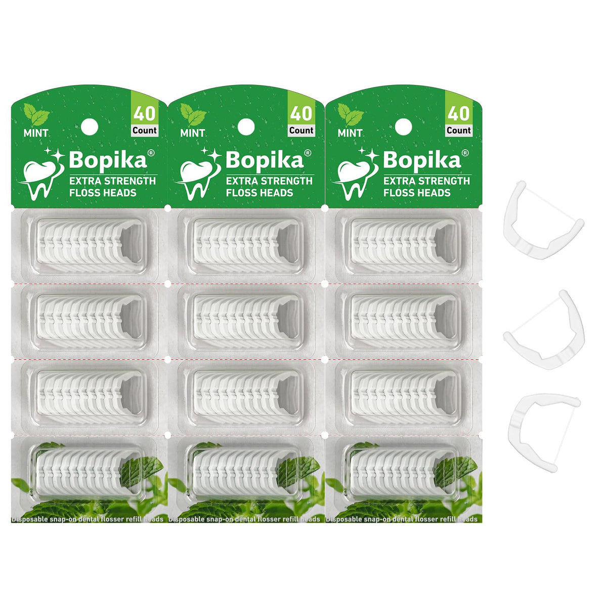 Bopika Ultraclean Access Flosser refill heads mint 3 pack 120 count packaging