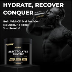 Born CRNVR Carnivore Electrolytes unflavored scoop highlights zero-carb formula.