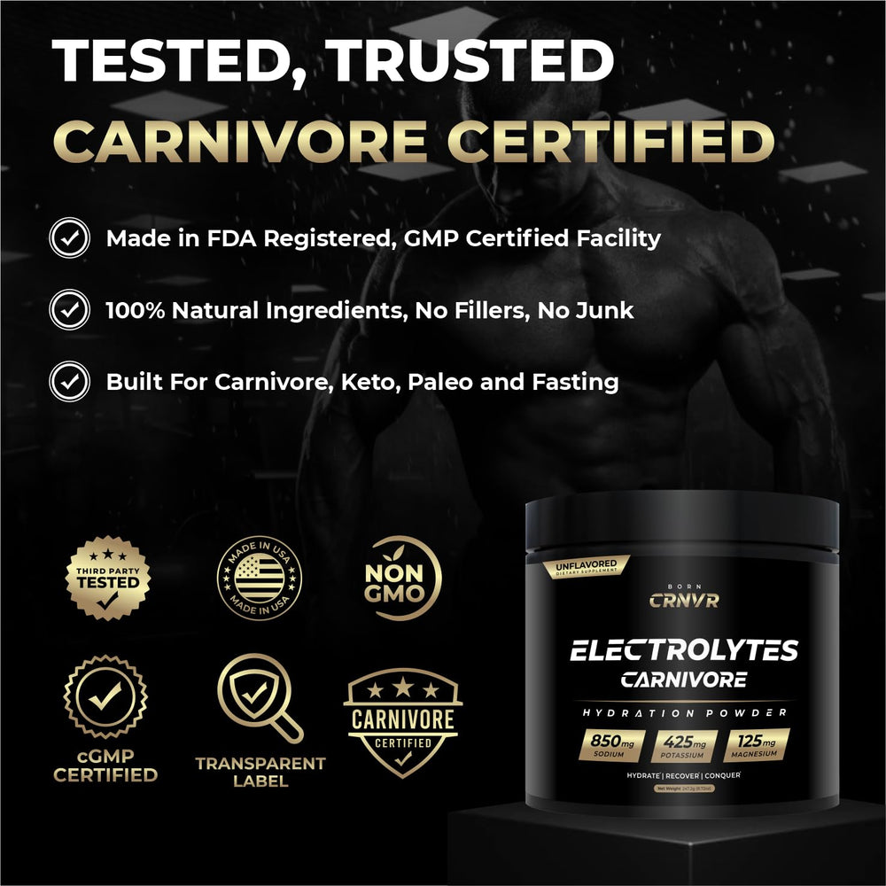 Born CRNVR Carnivore Electrolytes USA-made facility demonstrates quality and safety.
