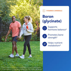 Graphic depicting hormone balance support from boron glycinate