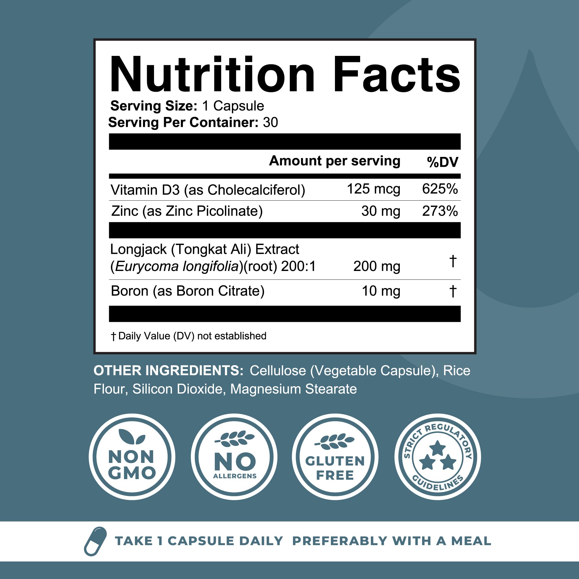 Capsules of Boron Tongkat Ali with Vitamin D3 and Zinc