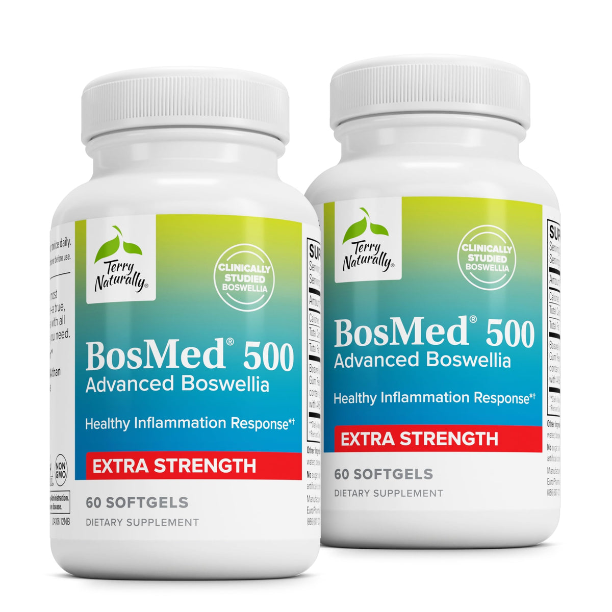 Front view of Terry Naturally BosMed 500 Boswellia Serrata lung support bottle