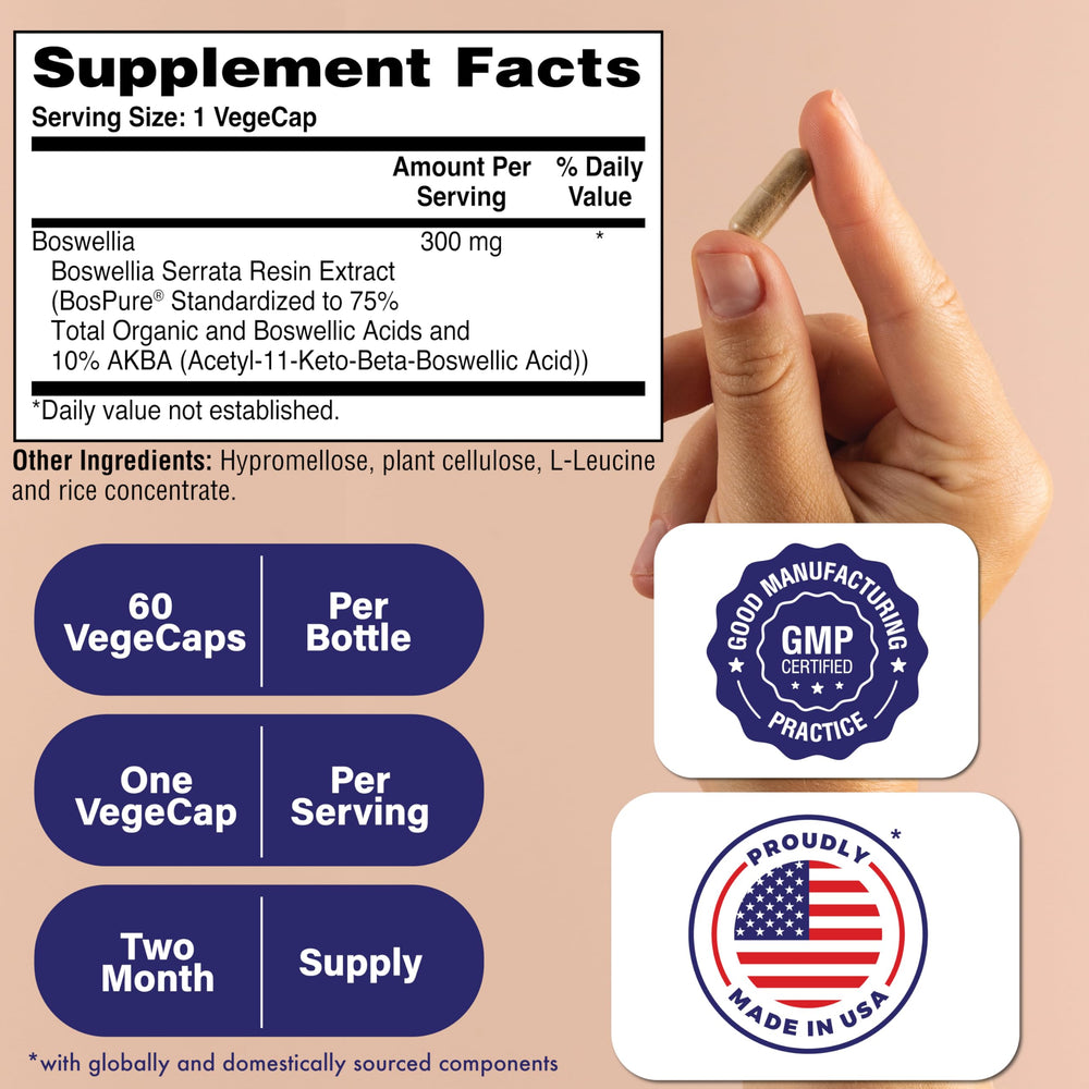 Close-up of Boswellia AKBAMAX 300mg capsules