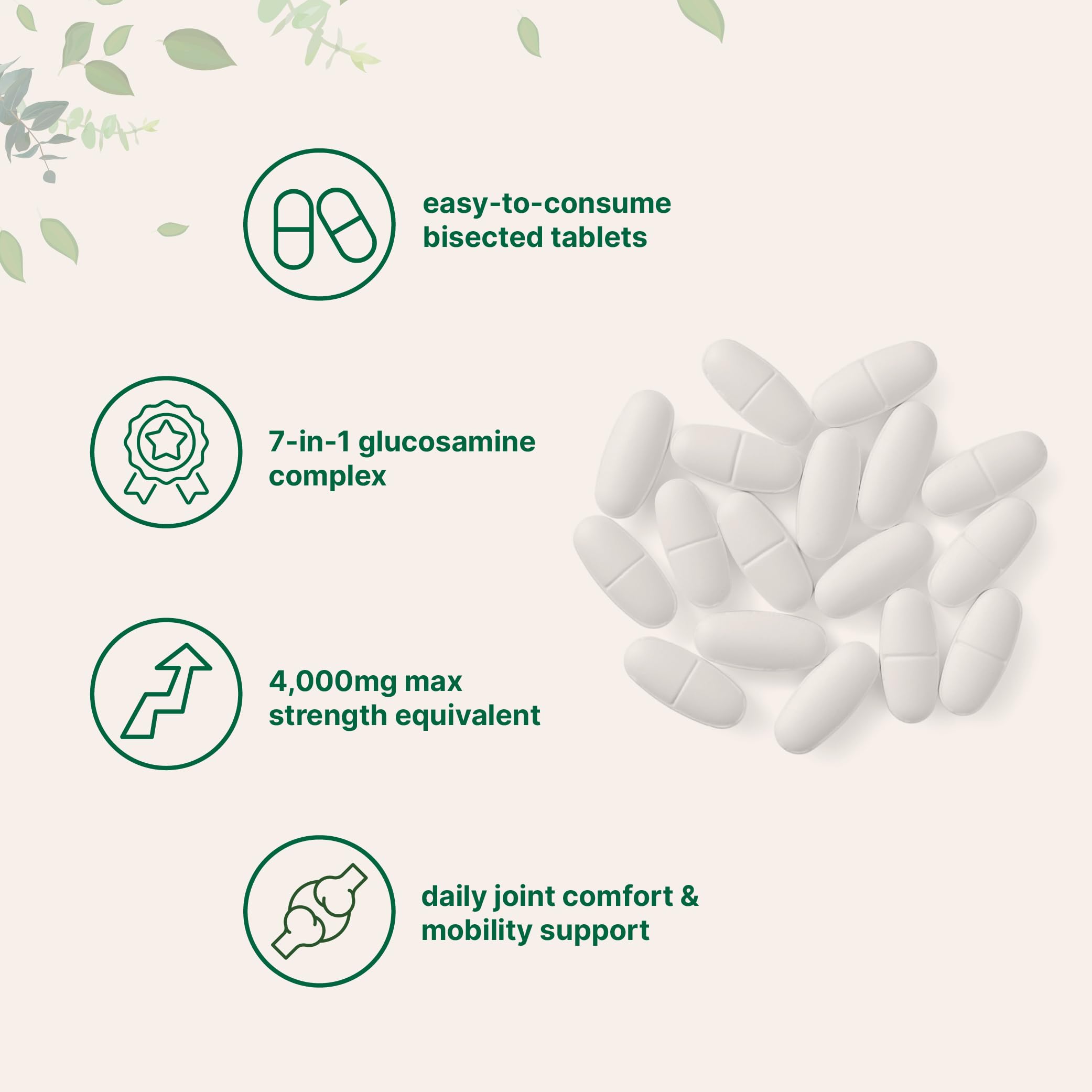 Close-up illustration of boswellia, hyaluronic acid and collagen ingredients.