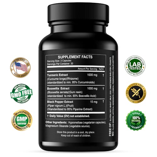 Boswellia turmeric capsules product shot in bottle