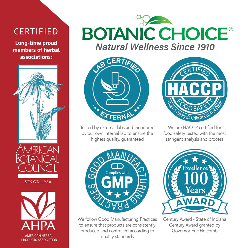 Botanic Choice cranberry liquid extract label highlighting Vaccinium macrocarpon origin.