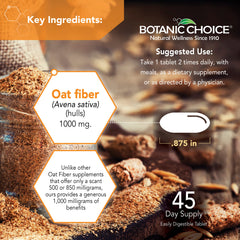 Close-up of Oat Fiber tablets showing 1,000 mg per tablet