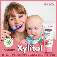 Strawberry-flavored training toothpaste for toddlers