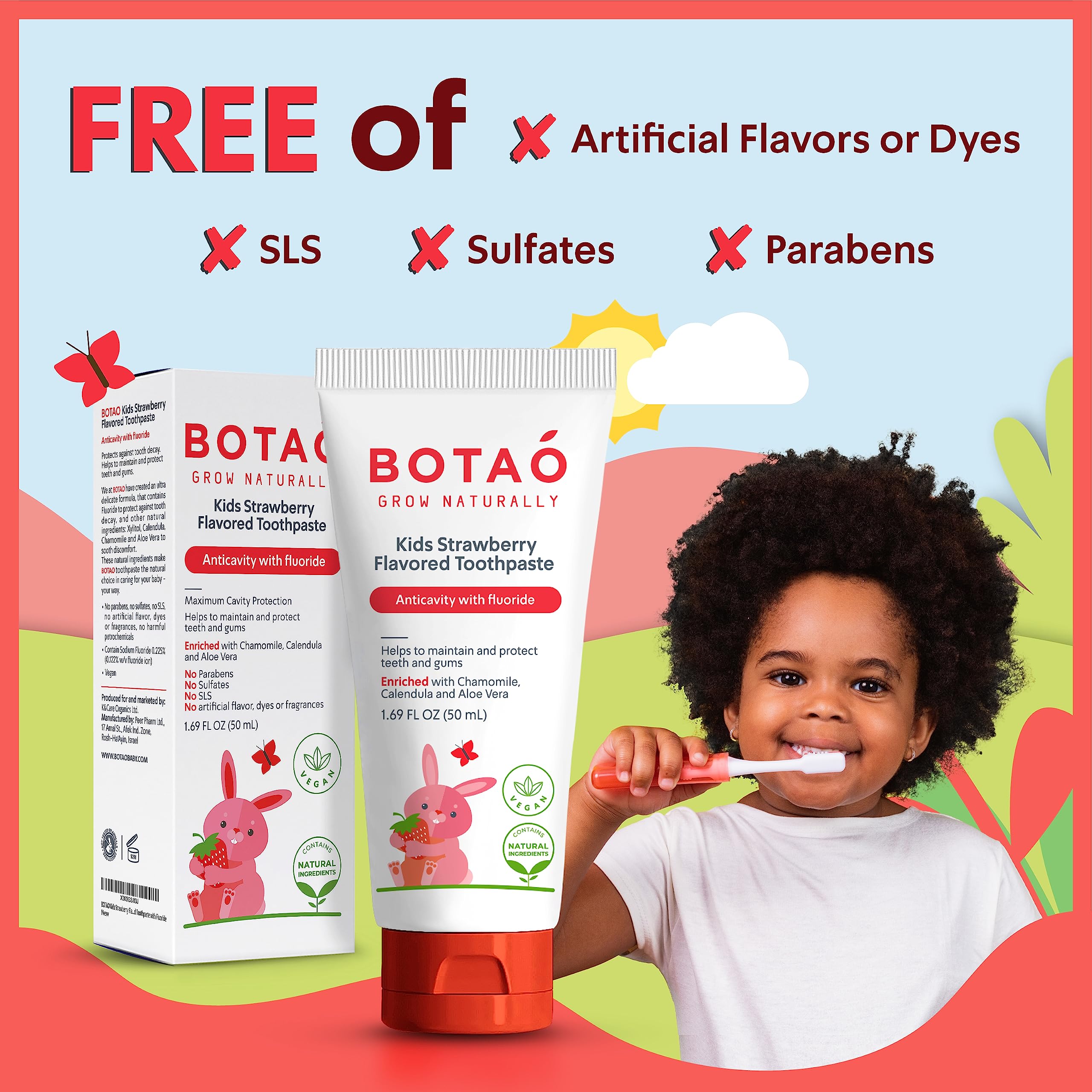BOTAO Kids Toothpaste 3-Pack - back view