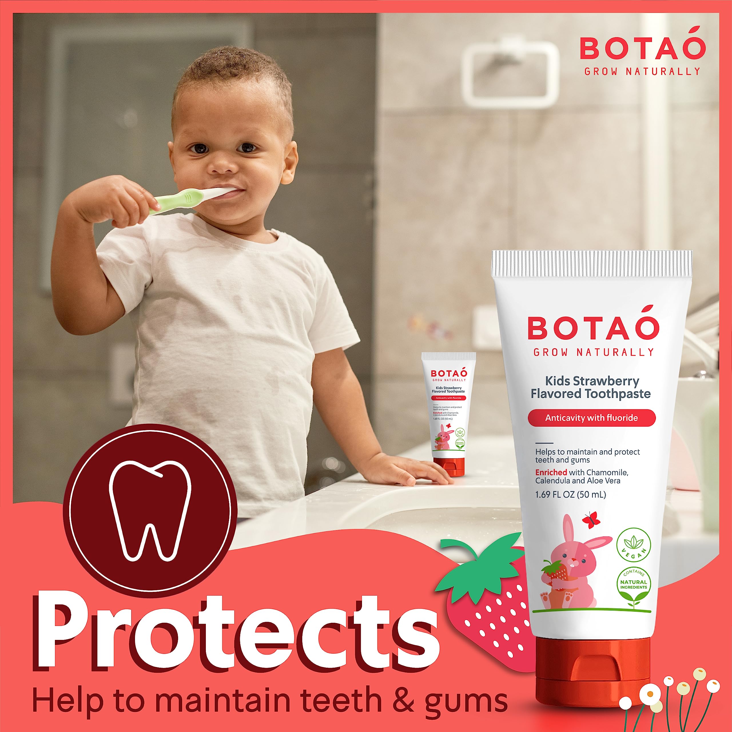 Safe to swallow feature highlighted for BOTAO Kids Toothpaste
