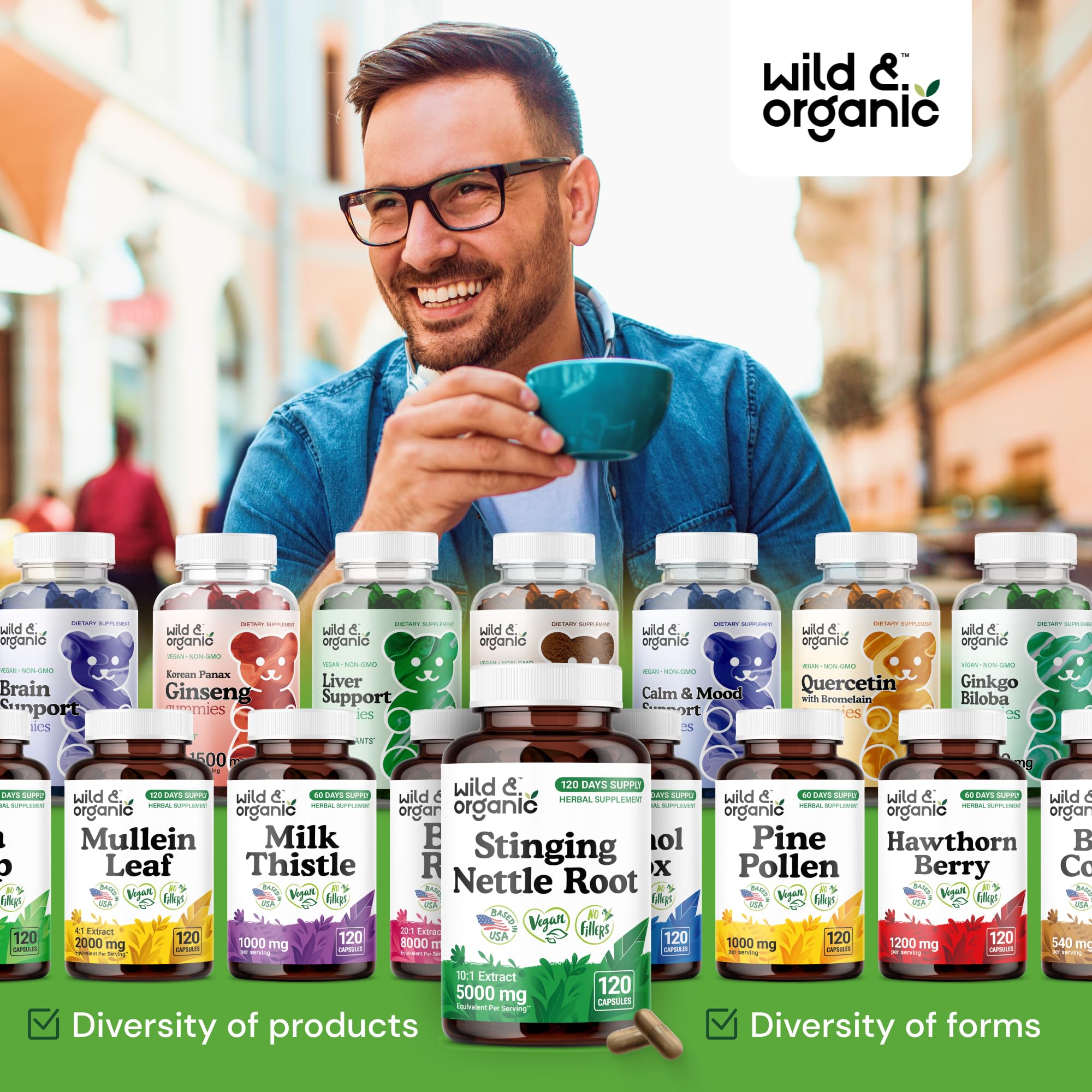 Bottle of 120 vegan nettle root capsules