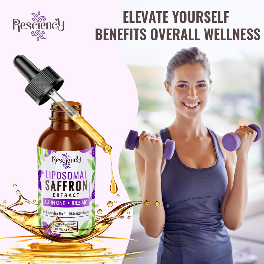 60 ml bottle with dropper showing 88.5 mg saffron per serving