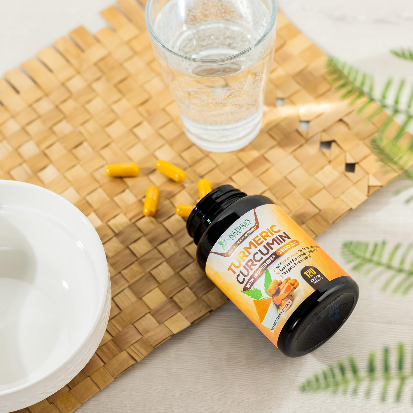 Front view of turmeric curcumin bottle packaging