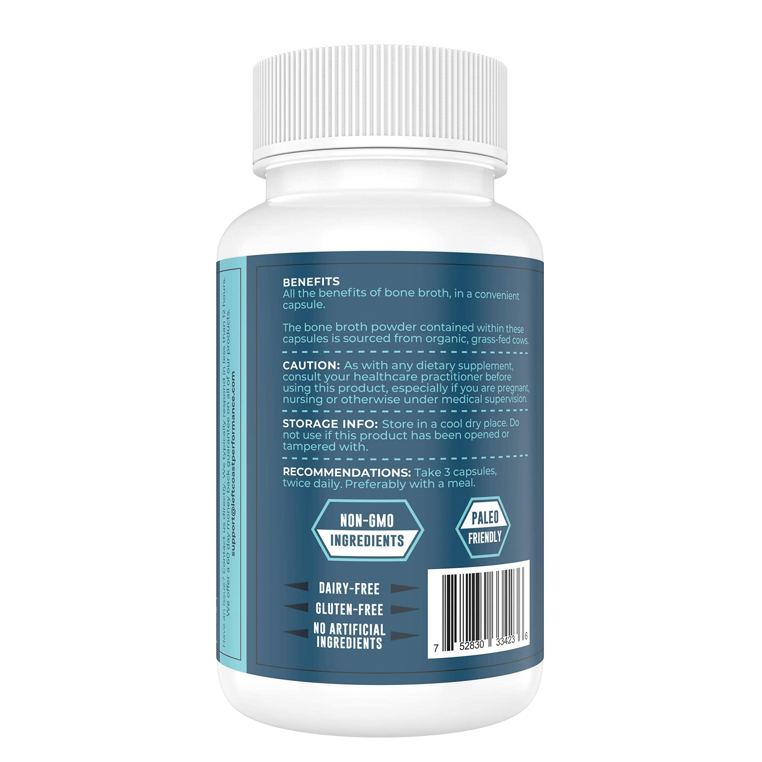 Label showing 180 capsules in bottle