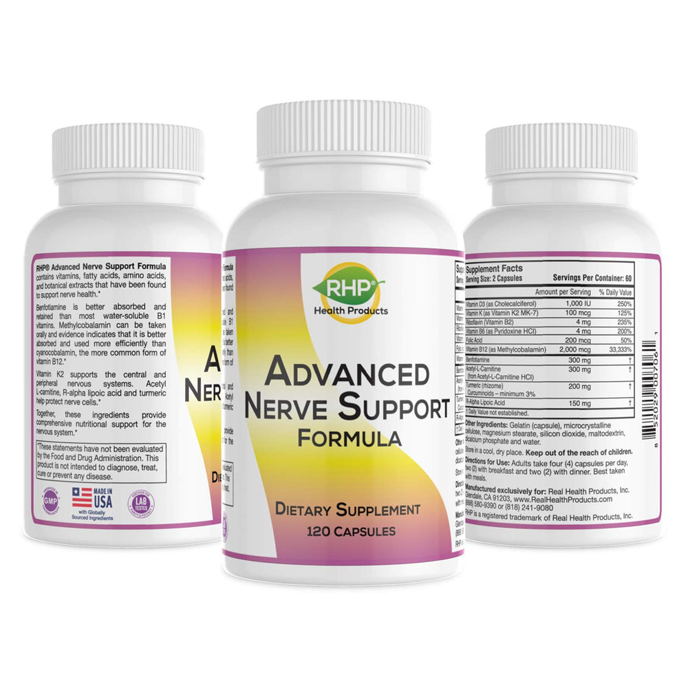 Product bottle label for Advanced Nerve Support