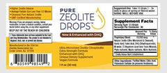 Close-up of Pure Zeolite Drops bottle label