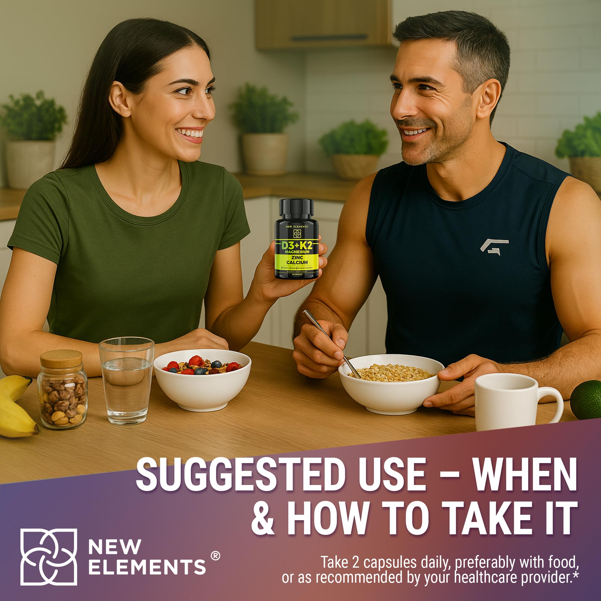 Supplement bottle packaging and label close-up