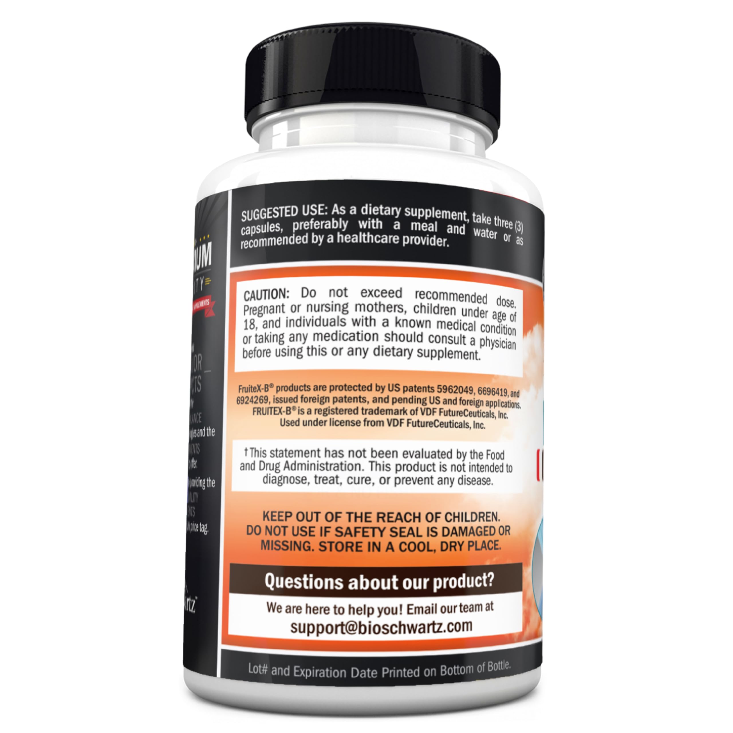 Bottle with label and ingredients for glucosamine chondroitin MSM supplement