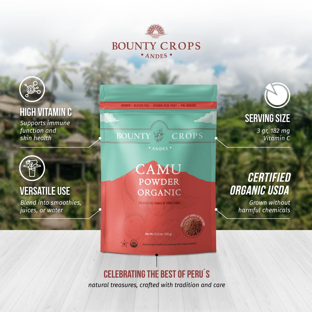 Close-up of vibrant Camu Camu powder texture