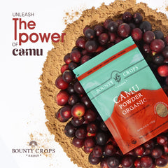Camu Camu Powder scoop beside jar