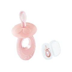 BOVELLA baby toothbrush and teether pink with travel case