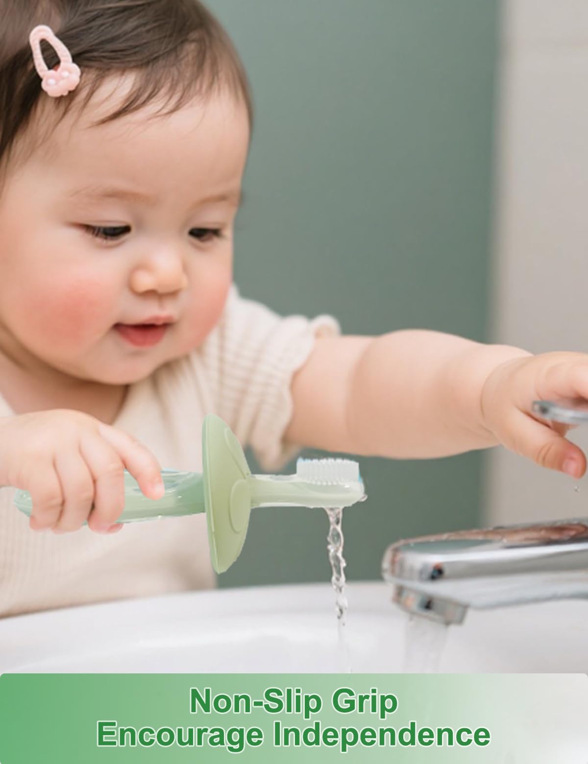 BPA-free infant toothbrush made of durable silicone